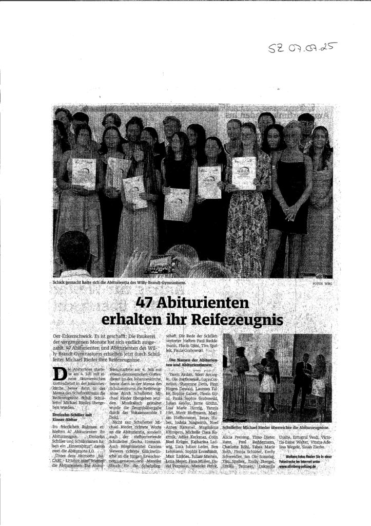 Zeitungsartikel Abitur 2025